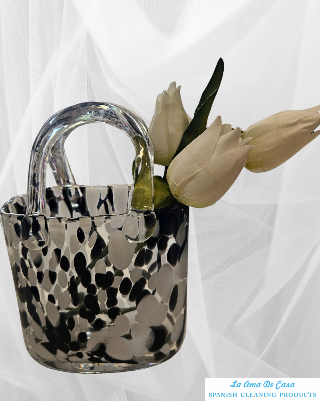 Small glass Handbag vase : dalmatian