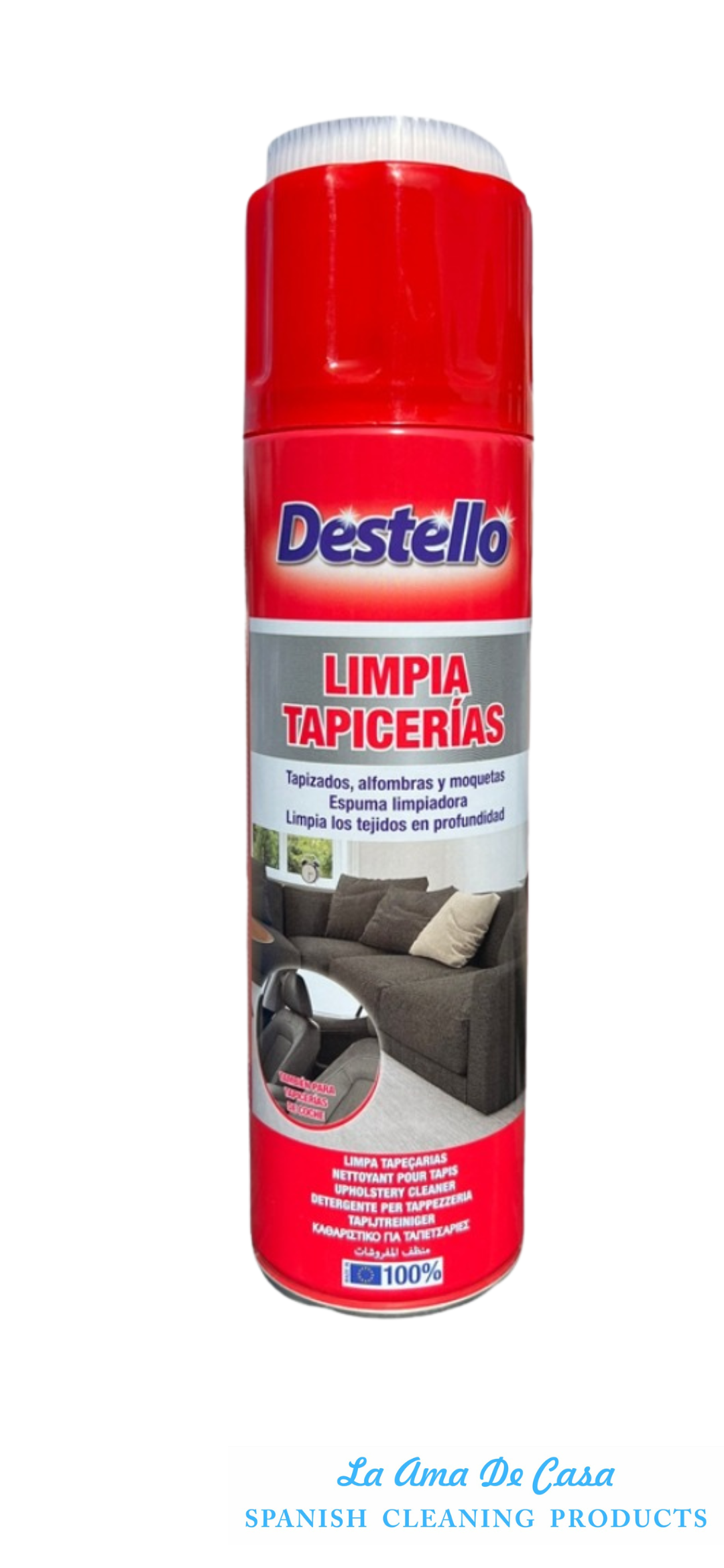 Destello Upholstery, Carpet & Rug foam Cleaner with Built-In Brush – Deep Cleaning Solution