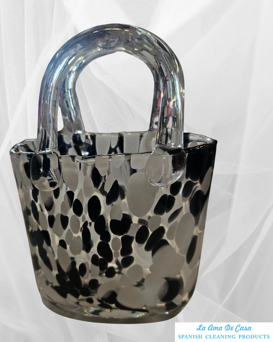 Small glass Handbag vase : dalmatian