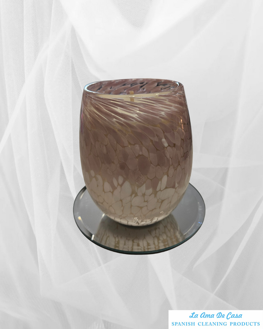 stemless wine glass candle- pink snow drop