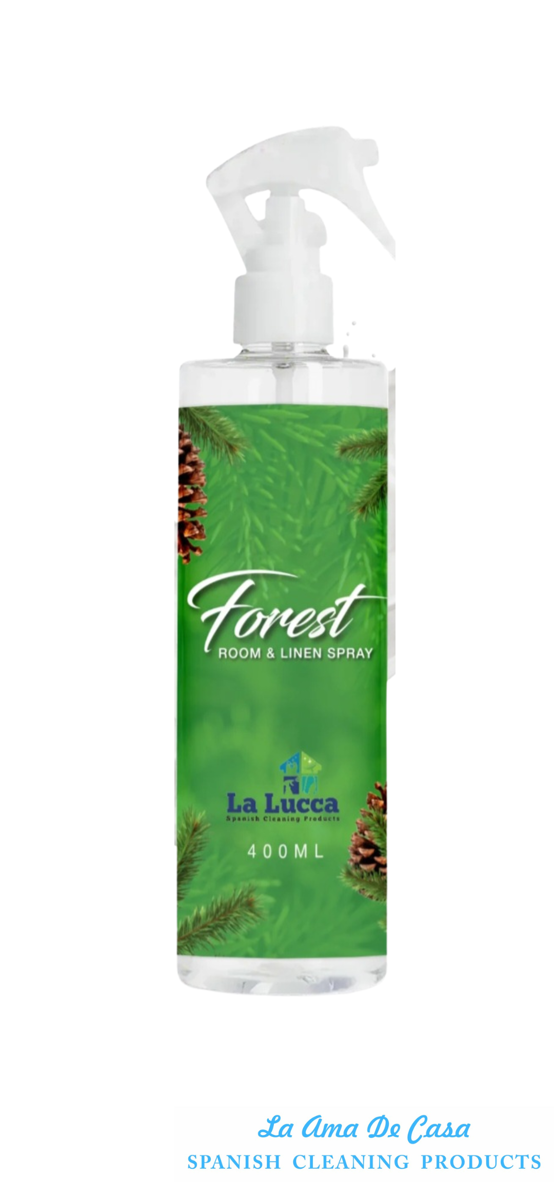 La lucca Forest Room & Linen Spray 400ml – Air & Fabric Freshener – Fresh Green Scent – Long Lasting Home Fragrance Spray UK